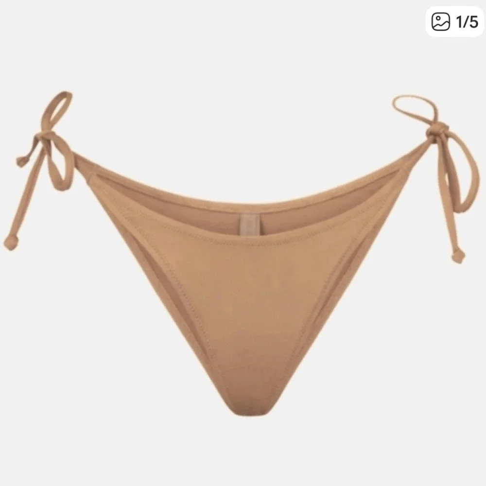 SKIMS | NWT Women's Recycled Swim Low Rise‎ Tie Bikini Bottom, Ochre, Size 4X